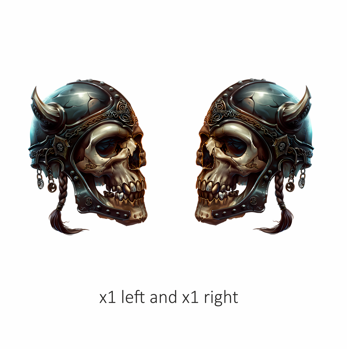 Skull Helmet Viking Silver Horns Vinyl Sticker Decal