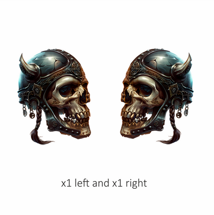 Skull Helmet Viking Silver Horns Vinyl Sticker Decal