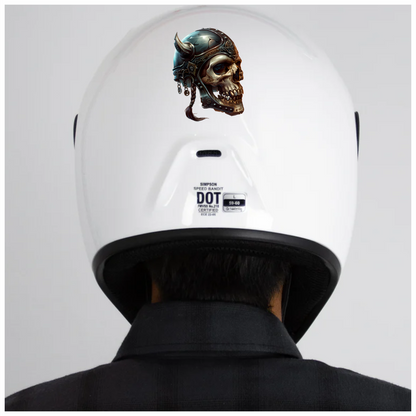 Skull Helmet Viking Silver Horns Vinyl Sticker Decal