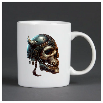 Skull Helmet Viking Silver Horns Vinyl Sticker Decal
