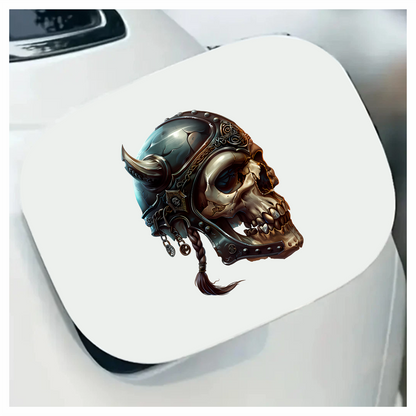 Skull Helmet Viking Silver Horns Vinyl Sticker Decal