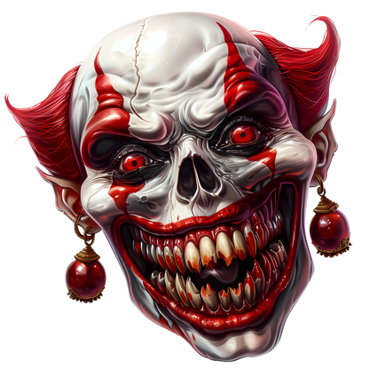 Clown Skull Red Teeth Eyes Vinyl Sticker Decal
