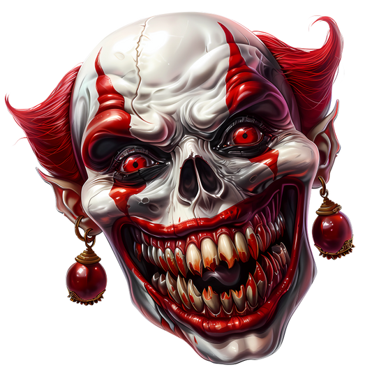 Clown Skull Red Teeth Eyes Vinyl Sticker Decal