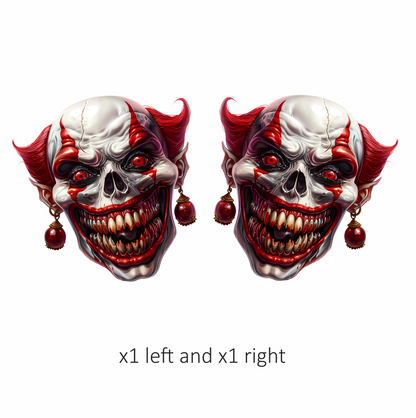 Clown Skull Red Teeth Eyes Vinyl Sticker Decal