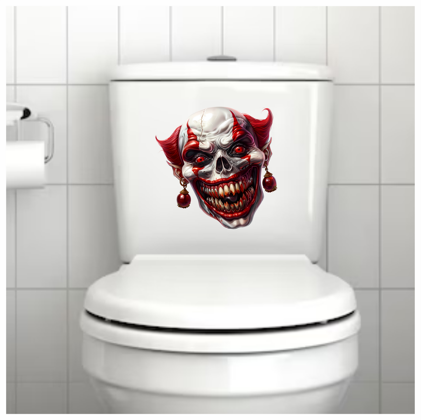 Clown Skull Red Teeth Eyes Vinyl Sticker Decal