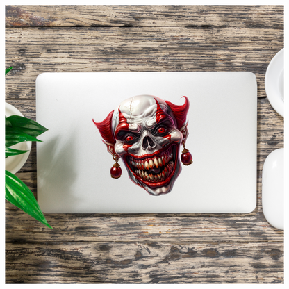 Clown Skull Red Teeth Eyes Vinyl Sticker Decal