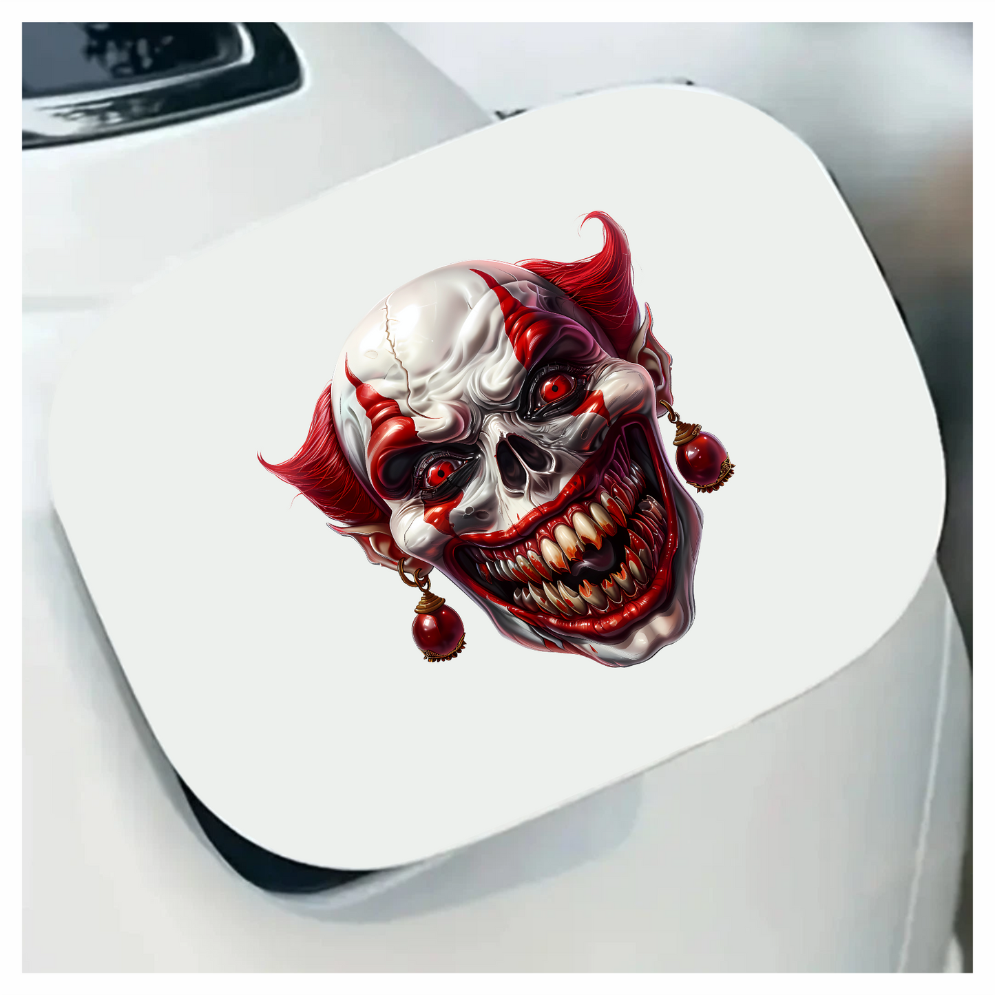 Clown Skull Red Teeth Eyes Vinyl Sticker Decal