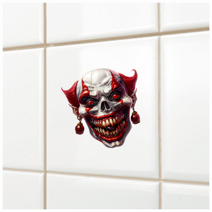 Clown Skull Red Teeth Eyes Vinyl Sticker Decal