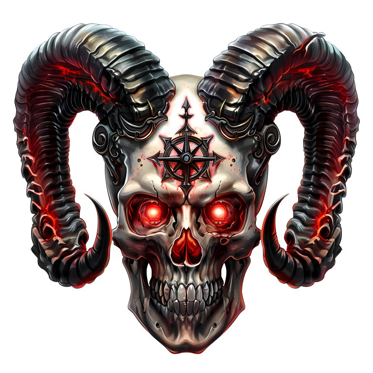Skull Red Horns Symbol Dark Vinyl Sticker Decal