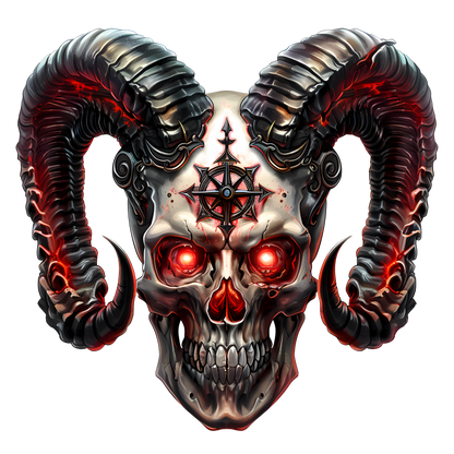 Skull Red Horns Symbol Dark Vinyl Sticker Decal
