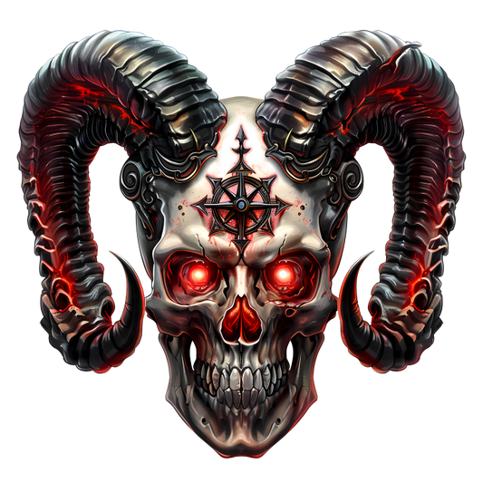 Skull Red Horns Symbol Dark Vinyl Sticker Decal