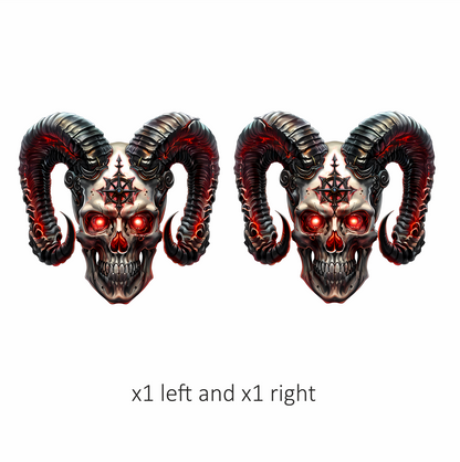 Skull Red Horns Symbol Dark Vinyl Sticker Decal