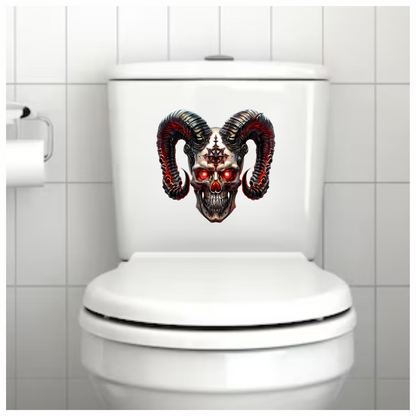 Skull Red Horns Symbol Dark Vinyl Sticker Decal