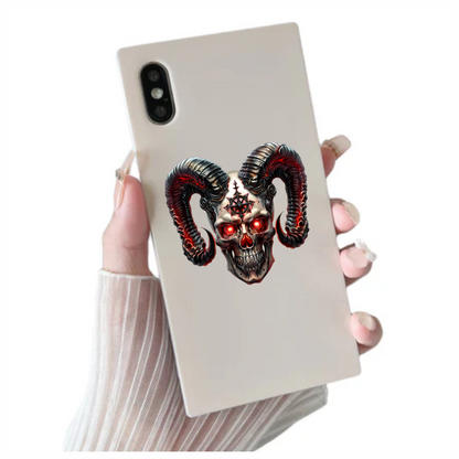 Skull Red Horns Symbol Dark Vinyl Sticker Decal