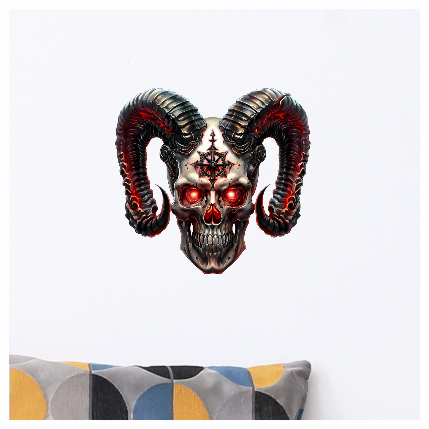 Skull Red Horns Symbol Dark Vinyl Sticker Decal