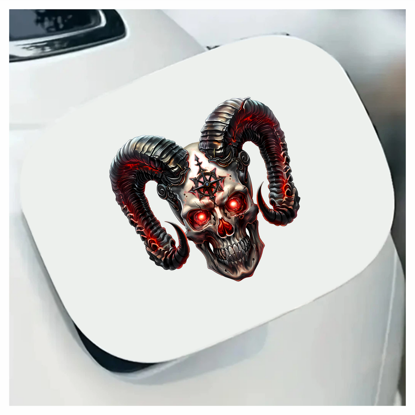 Skull Red Horns Symbol Dark Vinyl Sticker Decal