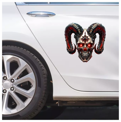Skull Red Horns Symbol Dark Vinyl Sticker Decal