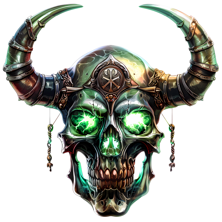 Skull Green Glowing Horns Metallic Viking Vinyl Sticker Decal