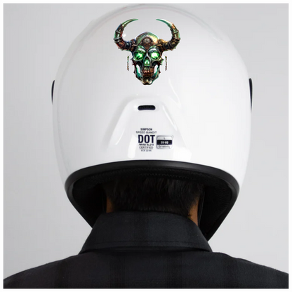 Skull Green Glowing Horns Metallic Viking Vinyl Sticker Decal