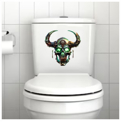 Skull Green Glowing Horns Metallic Viking Vinyl Sticker Decal