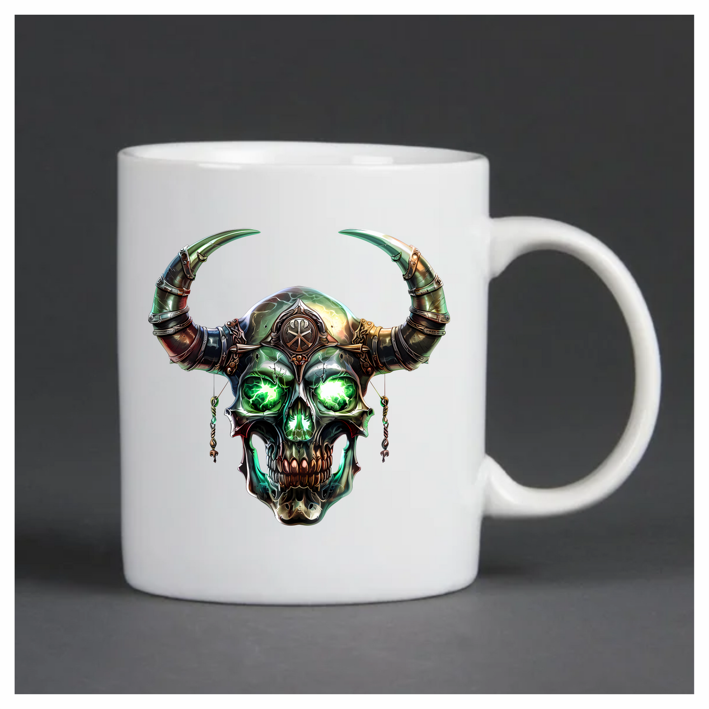 Skull Green Glowing Horns Metallic Viking Vinyl Sticker Decal