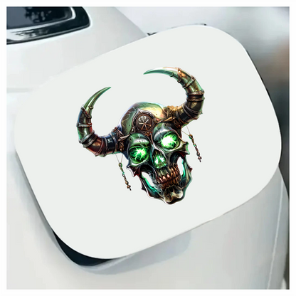 Skull Green Glowing Horns Metallic Viking Vinyl Sticker Decal