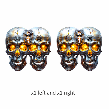 Silver Skull Orange Eyes Cat Vinyl Sticker Decal