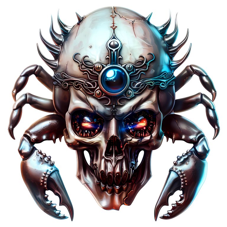 Skull Crab Blue Glow Metallic Vinyl Sticker Decal