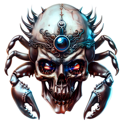 Skull Crab Blue Glow Metallic Vinyl Sticker Decal