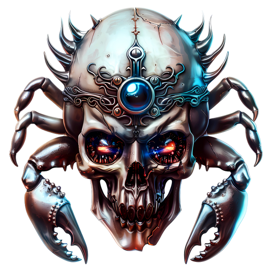 Skull Crab Blue Glow Metallic Vinyl Sticker Decal