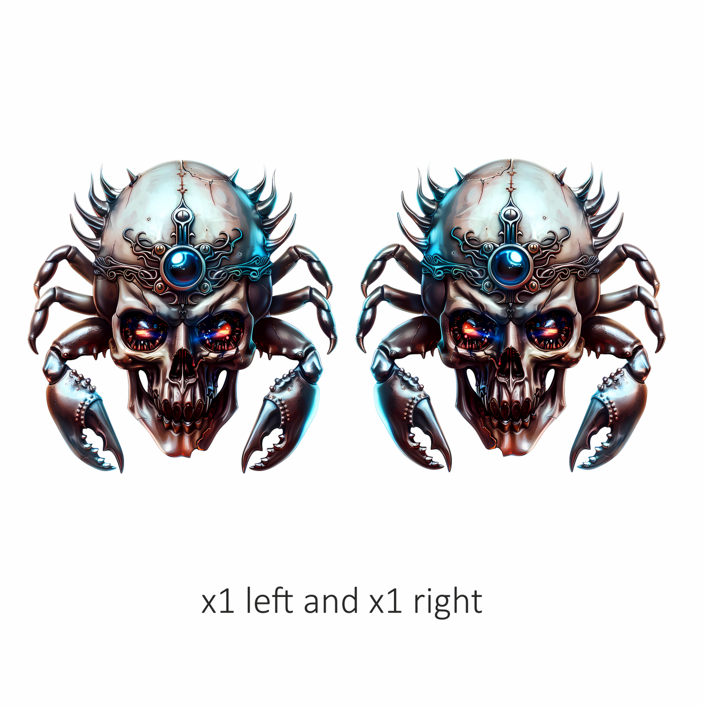 Skull Crab Blue Glow Metallic Vinyl Sticker Decal