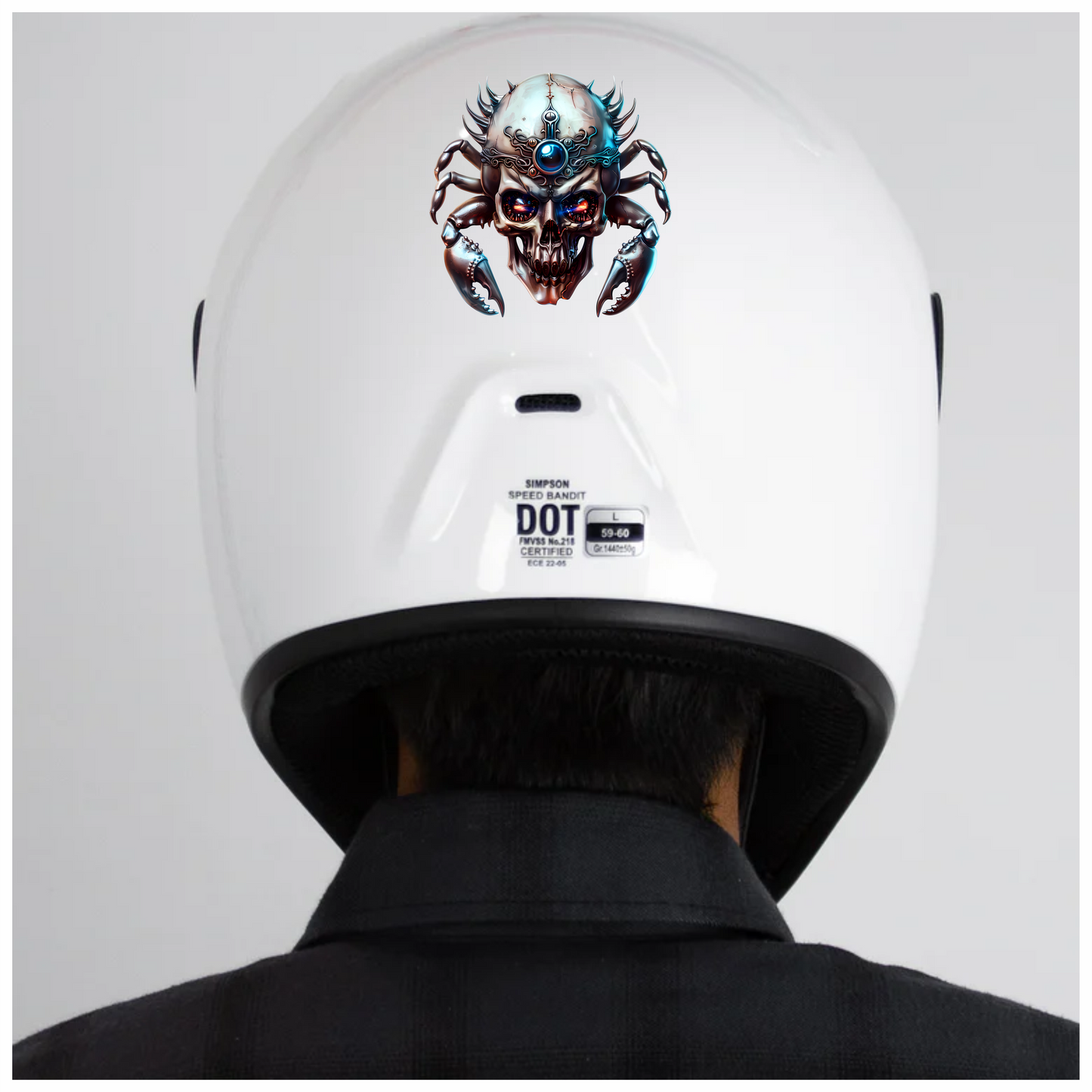 Skull Crab Blue Glow Metallic Vinyl Sticker Decal