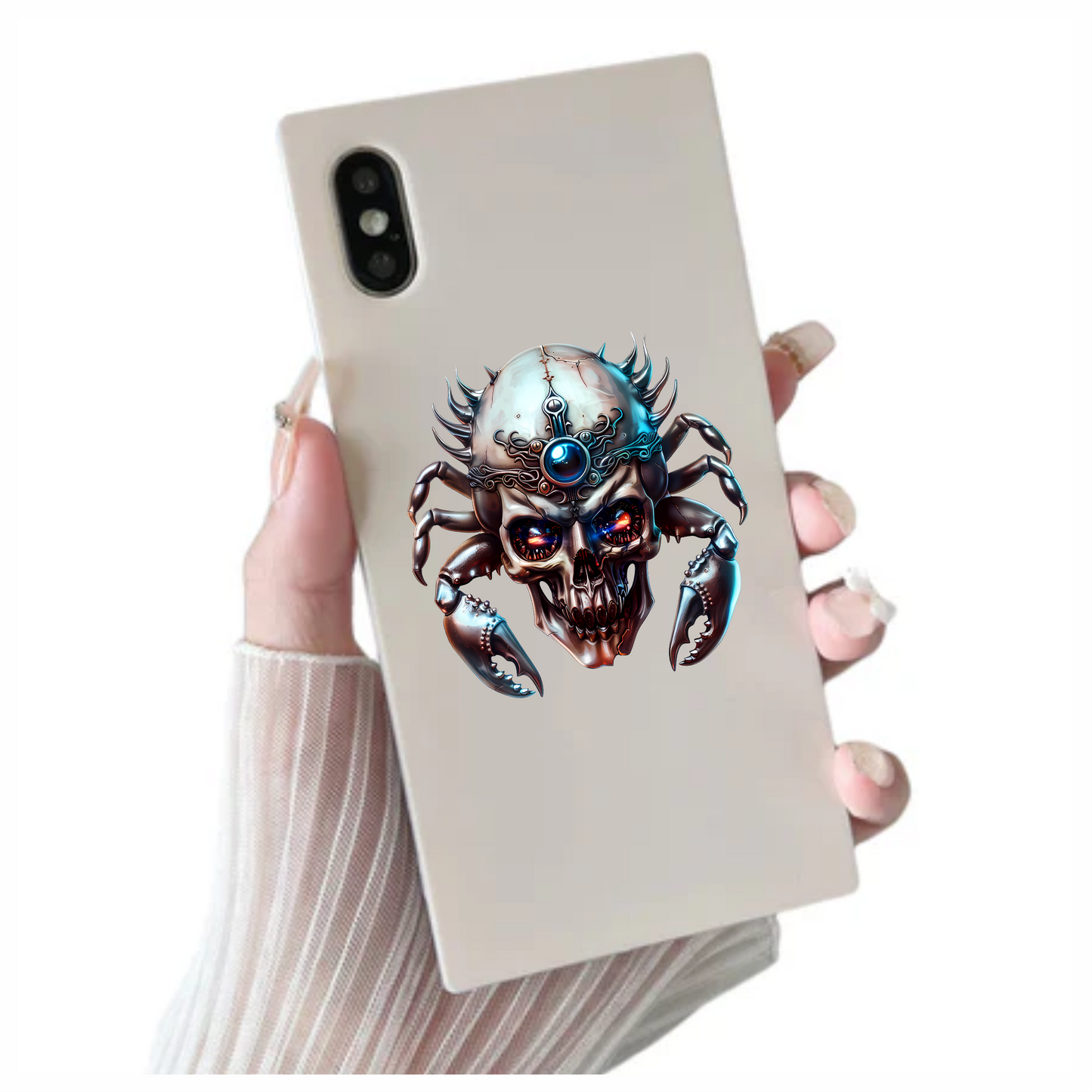 Skull Crab Blue Glow Metallic Vinyl Sticker Decal