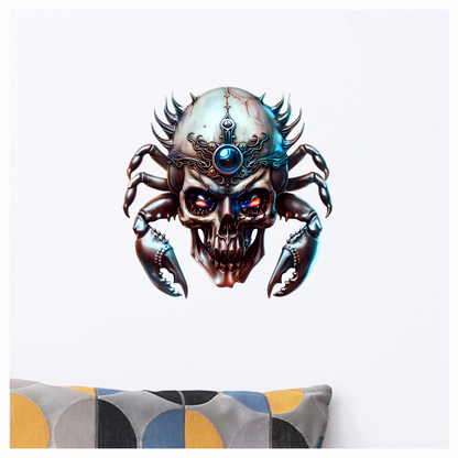 Skull Crab Blue Glow Metallic Vinyl Sticker Decal