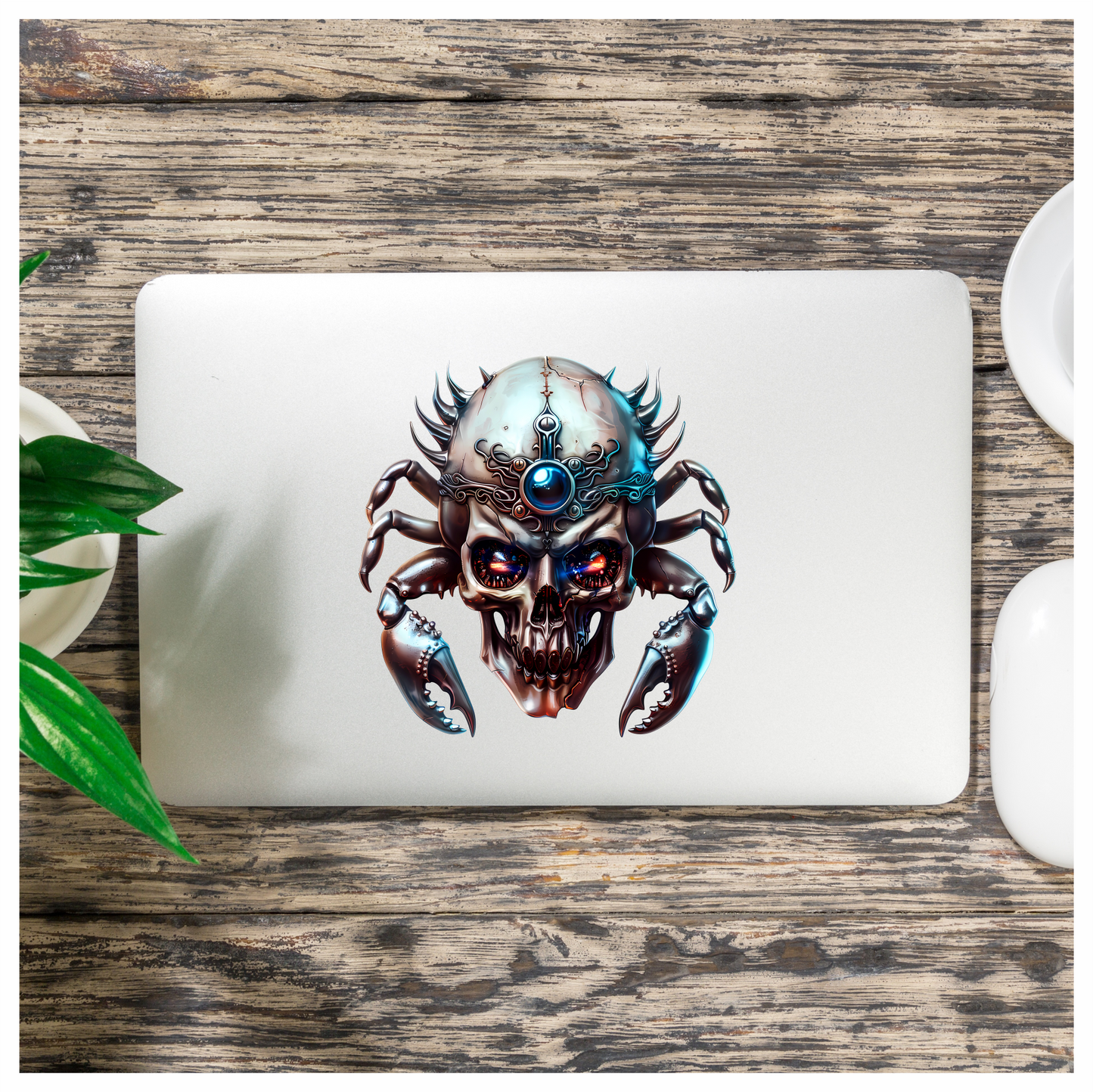 Skull Crab Blue Glow Metallic Vinyl Sticker Decal