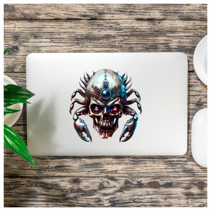 Skull Crab Blue Glow Metallic Vinyl Sticker Decal