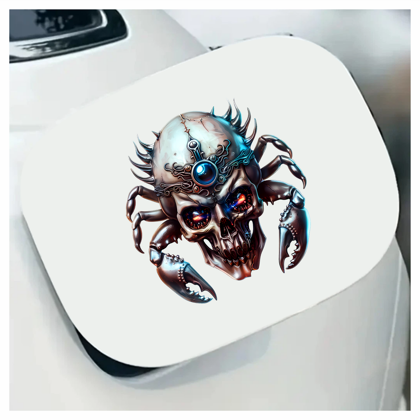 Skull Crab Blue Glow Metallic Vinyl Sticker Decal