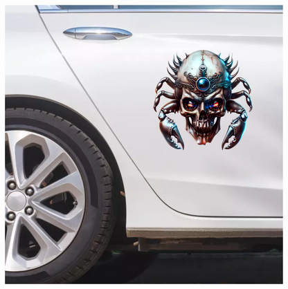 Skull Crab Blue Glow Metallic Vinyl Sticker Decal