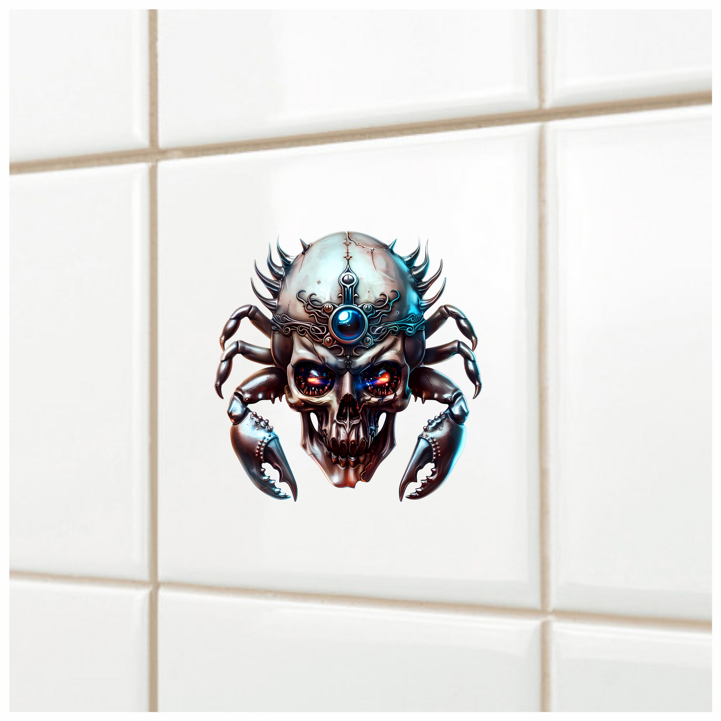 Skull Crab Blue Glow Metallic Vinyl Sticker Decal