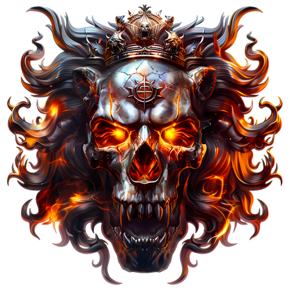 Skull Lion Crown Fire Orange Vinyl Sticker Decal