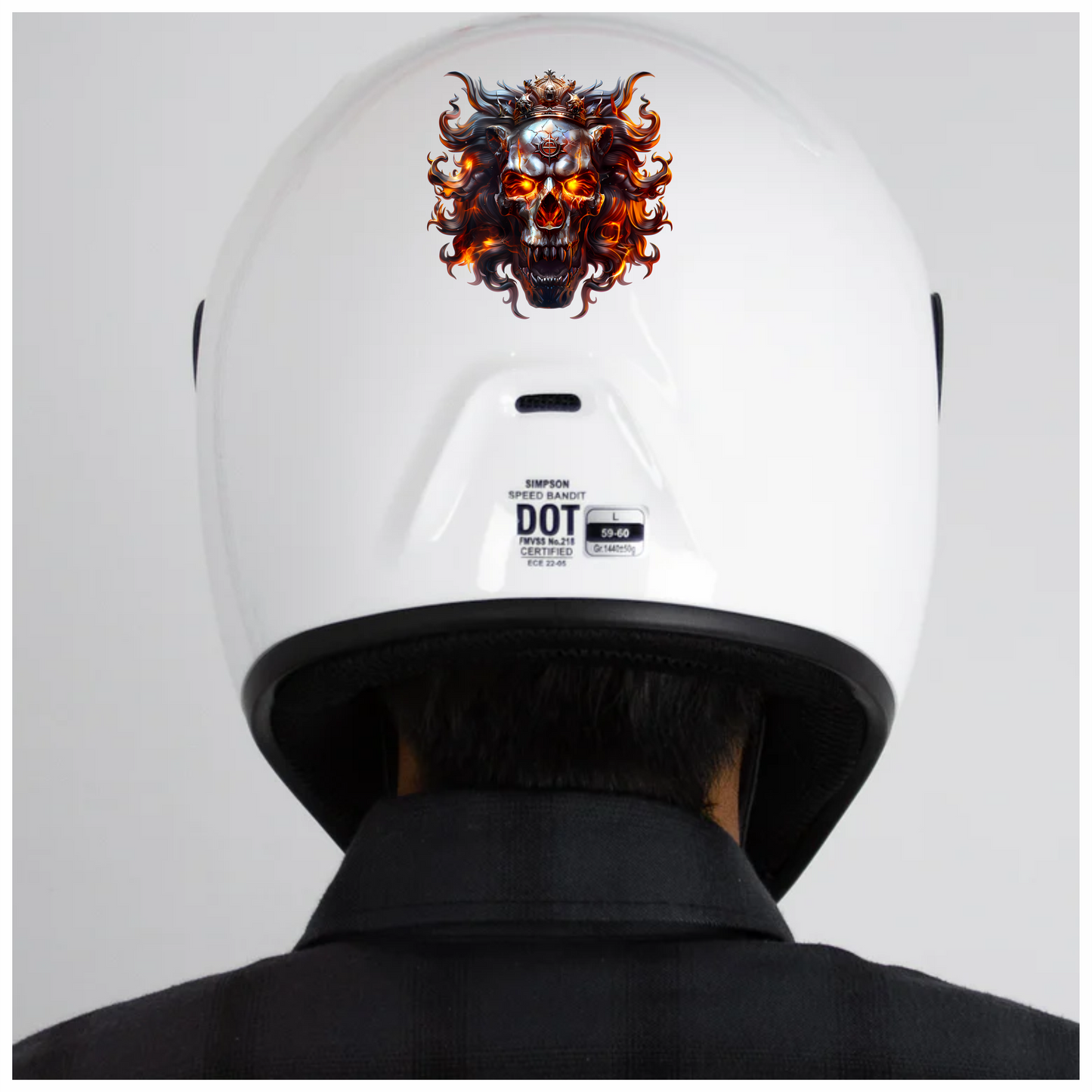 Skull Lion Crown Fire Orange Vinyl Sticker Decal