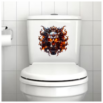 Skull Lion Crown Fire Orange Vinyl Sticker Decal