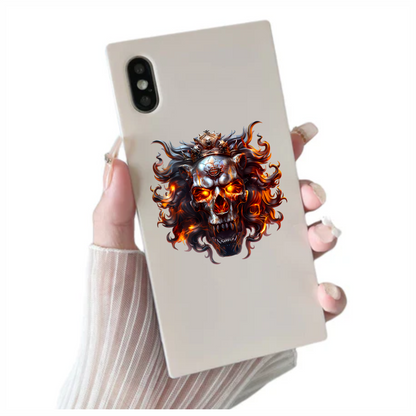 Skull Lion Crown Fire Orange Vinyl Sticker Decal