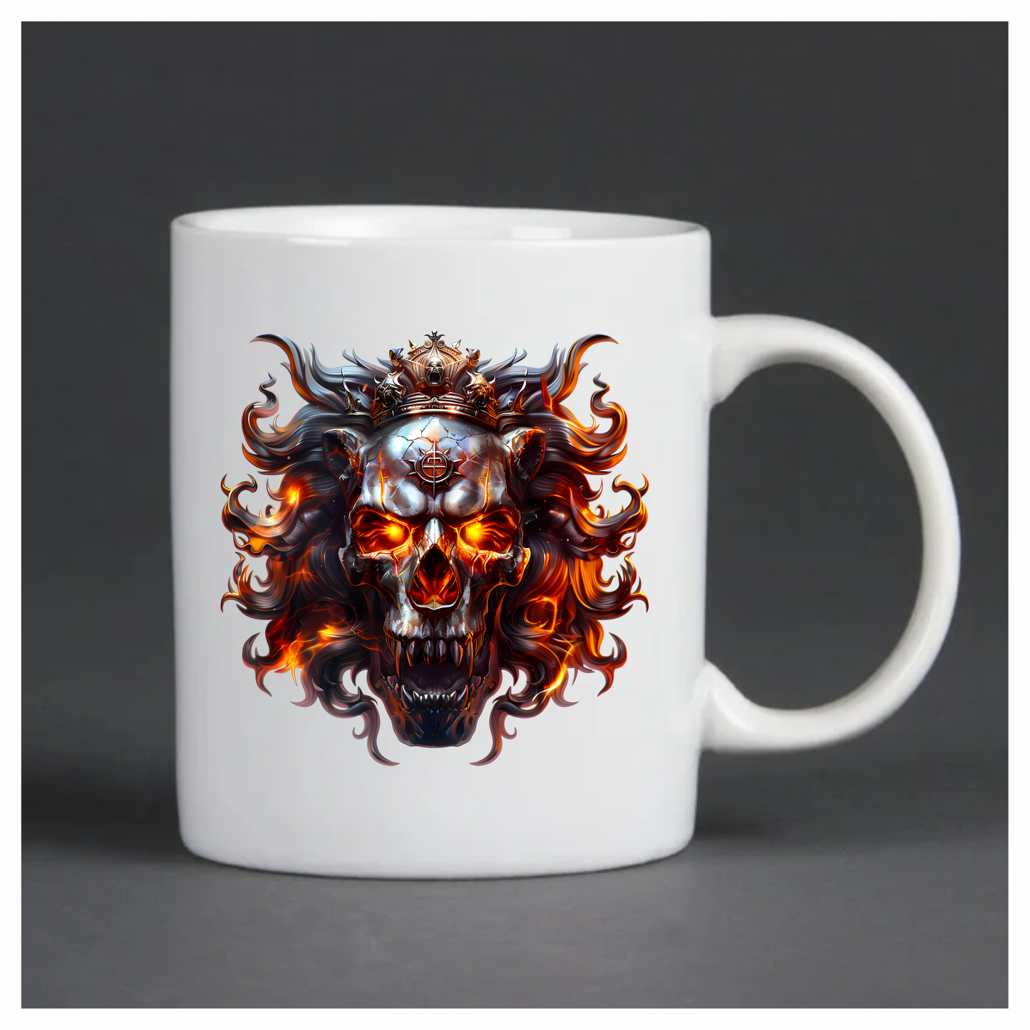 Skull Lion Crown Fire Orange Vinyl Sticker Decal