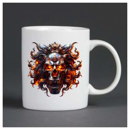 Skull Lion Crown Fire Orange Vinyl Sticker Decal