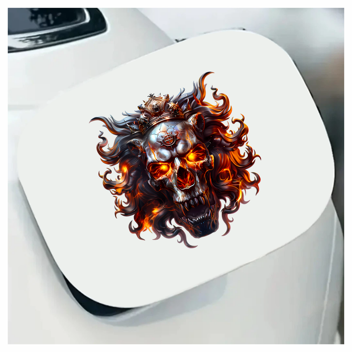 Skull Lion Crown Fire Orange Vinyl Sticker Decal