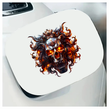 Skull Lion Crown Fire Orange Vinyl Sticker Decal