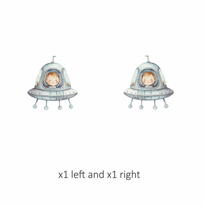 Smiling Child Inside Grey Spaceship Vinyl Decal Sticker
