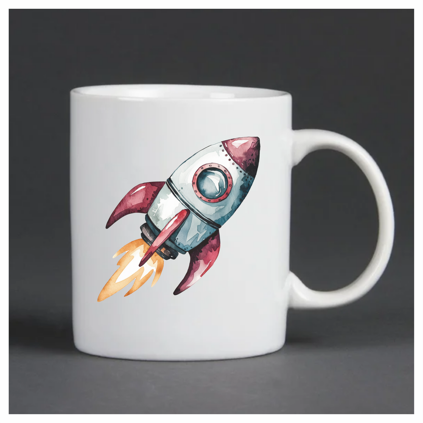 Rocket Ship Cartoon Illustration Red Vinyl Decal Sticker