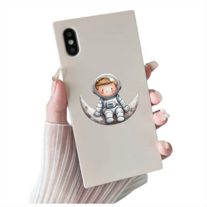 Astronaut Child Sitting On Grey Moon Vinyl Decal Sticker